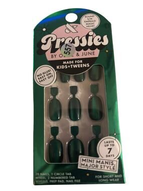 Olive & June Pressies No Glue Press-On Nails for Kids/Tweens-Round-SM-Em Mag